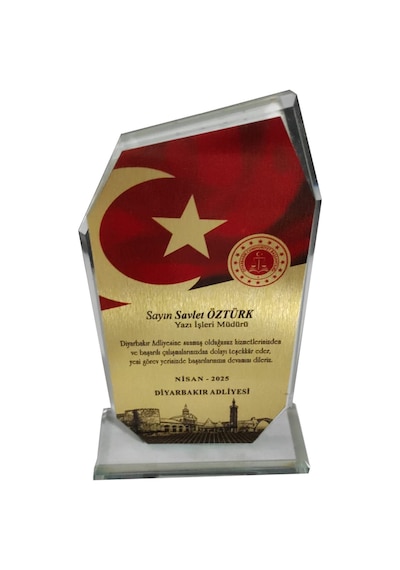 Kişiye Özel Cam Plaket Kristal Plaket 19,5x12x1 Cm