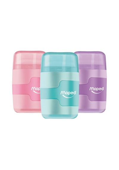Maped Connect Pastel Renkli Çift Delikli Silgili Kalemtıraş 049231