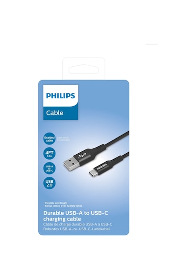 Philips Dlc5204a/00 Usb-a - Usb-c Örgülü Hızlı Şarj Ve Data Kablosu 1.2m Siyah