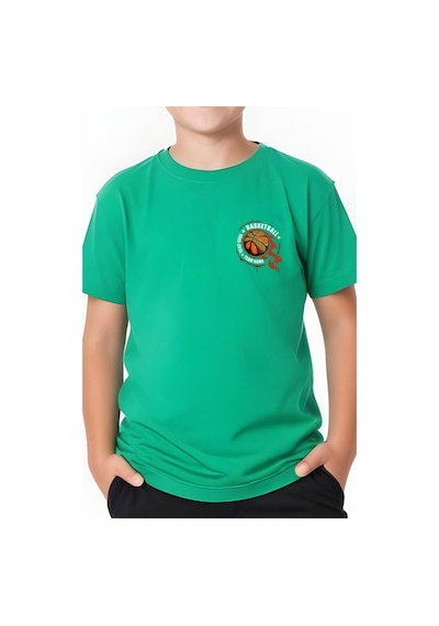 Panios Kids Basketball Baskılı Erkek Çocuk Kısa Kollu Tişört Yeşil