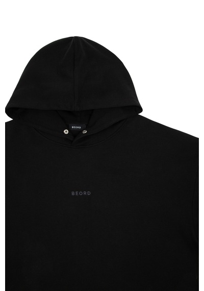 Beord Siyah %100 Pamuk Kapüşonlu Sweatshirt Bhd1-139