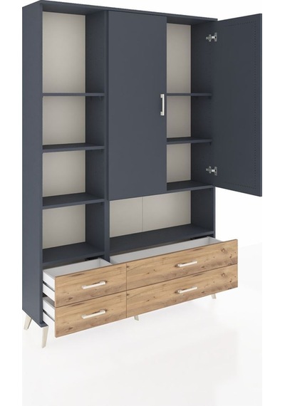 Arges Dolap 8 Raflı 4 Çekmeceli 2 Kapaklı 132x30x195 Antrasit-antrasit/çam Antrasıt/atlas Çam Arges Dolap 8 Raflı 4 Çekmeceli 2 Kapaklı 132x30x195 Antrasit-antrasit/çam Antrasıt/atlas Çam