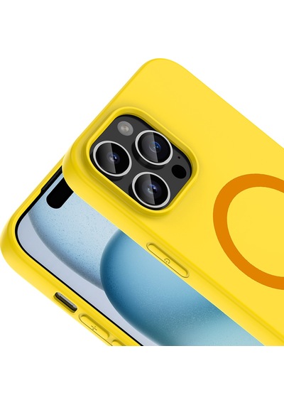 iPhone Uyumlu 14 Pro Max Kılıf M-safe Şarj Özellikli Klfs Aris Silikon Kapak - Sarı