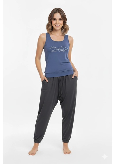 Şahinler Bayan Yazlık Poly Şalvarlı Pijama 21519 Yeşil