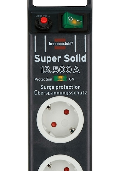 Super Solid Serisi Brennenstuhl 5 Soketli 2.5 Metre 13.500 Mah Akım Korumalı Priz Siyah
