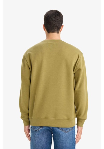 Defacto Relax Fit Bisiklet Yaka Kalın İçi Yumuşak Tüylü Basic Düz Sweatshirt T5139az25aukh256 Haki-kh256