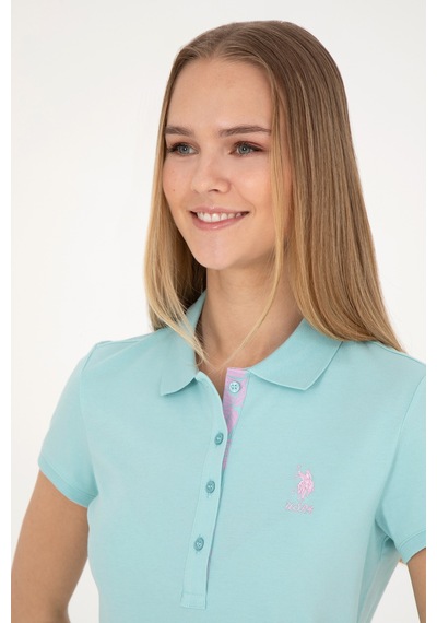 U.S. Polo Assn.  Kadın Su Yeşili Basic Polo Yaka Tişört 50289361-VR083