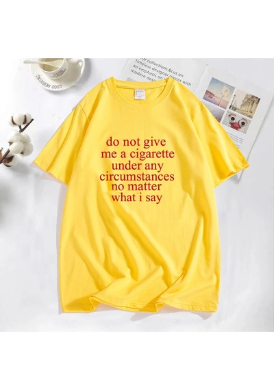 Flood Of Style Ne Dersem Söyleyeyim Bana Bir Sigara Vermeyin Lanetlenmiş Erkek T-shirt Komik Rahat O Boyun Y Sarı