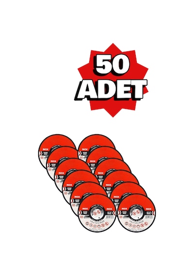 50 Adet İnox Metal Kesici Kesme Diski 115x1,0x22,23 Mm İnce Taş Spiral Demir Kesici Disk