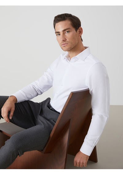 Lcw Busıness Beyaz Büyük Beden Slim Fit Uzun Kollu Oxford Erkek Gömlek