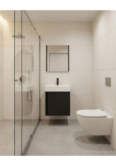Vasa Kapaklı 50 Cm Antrasit Lavabo Dolabı Üçlü Set