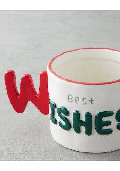 English Home Best Wishes Stoneware Kupa 400 Ml Kırmızı - Yeşil Kırmızı - Yeşil