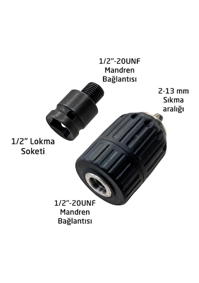 6266 Plastik Mandren 2-13mm 1/2''-20unf Somun Sökme Adaptörlü