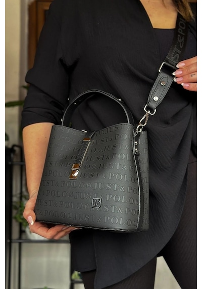 Just Polo Kadın Siyah 3 Gözlü Su Geçirmez Çapraz Ve Omuz Çantası 22 X 20 Cm Siyah