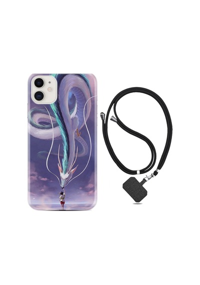 Apple iPhone Uyumlu Iphone 13 Kılıf Silikon Desen Boyun Askılı Kız Ve Ejderha 1742