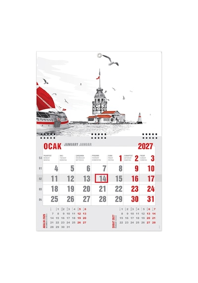 2027 Ekonomik Gemici Takvimi Denizci Duvar Takvimi 33 X 47,5 CM
