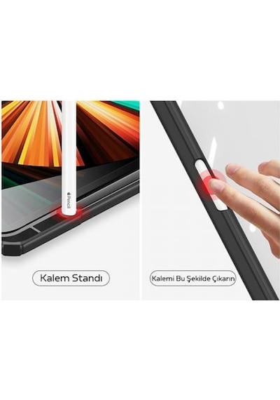 Coofbe Standlı Kalem Yerli Mıknatıslı Arkası Şeffaf Apple Uyumlu iPad Pro 11 Tablet Kılıfı 2022-2021-2020-2018