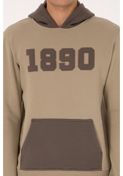 U.S. Polo Assn. Erkek Regular Fit Kapüşonlu Şardonlu Açık Haki Sweatshirt 50316359-VR183