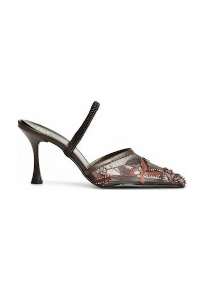 Fox Shoes Y752176315 Kahverengi File Boncuk İşlemeli İnce Topuklu Kadın Ayakkabı