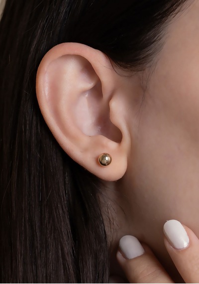 14 Ayar Altın Sade Top Küpe 5 Mm Sarı Altın