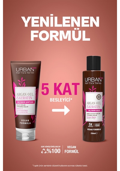 Argan Yağı & Keratin Kolay Kırılan Yıpranmış Saçlara Özel Saç Bakım Kremi 250ml-vegan