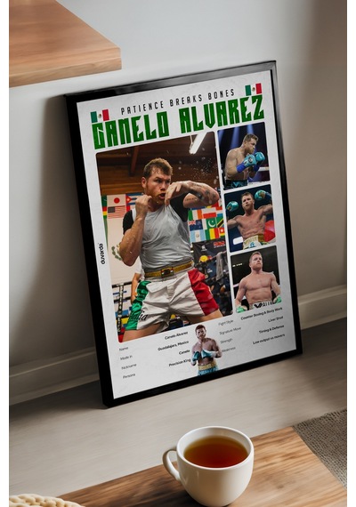 Canelo Alvarez Boks Siyah Ahşap Çerçeveli Poster, Dekoratif Dövüş Duvar Tablosu