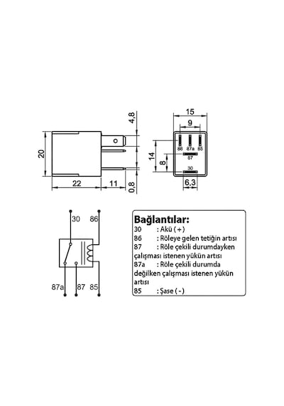 Mikro Röle 12v 40a 5p 5 Fişli Terminalli Dirençli Çift Platin
