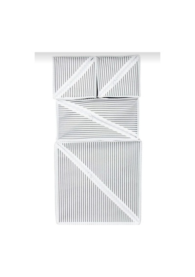 4'lü Çekmece Düzenleyici Kutu Seti - 1 - Kumaş - Çekmece İçi - 25 X 25 - Beyaz Diğer