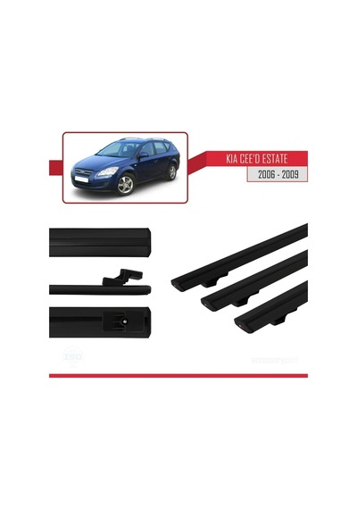 Kia Ceed Sportswagon 2006-2009 Arası İle Uyumlu Basic Model Ara Atkı Tavan Barı Siyah 3 Adet