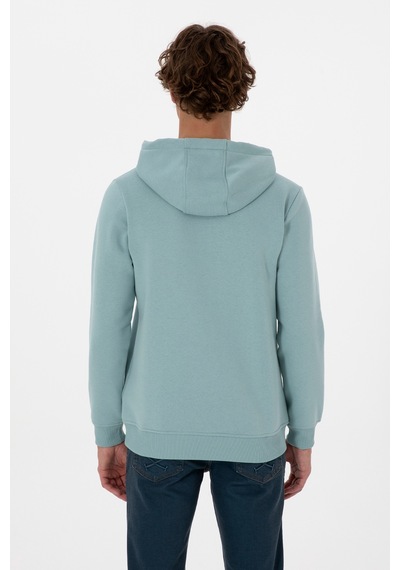 U.S. Polo Assn. Erkek Regular Fit Kapüşonlu Şardonlu Mint Basic Sweatshirt 50315582-VR090
