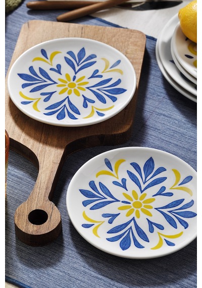 Kütahya Porselen Bone Strada 2 Parça 17 Cm Servis Tabağı Beyaz Ve Altın