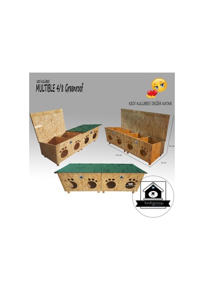 Kedigram Kedi Kulübesi Kedi Evi Profesyonel Multible Greenroof 4/8