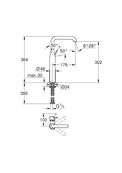 Grohe Essence Tek Kumandalı Lavabo Bataryası XL-Boyut 24170Da1