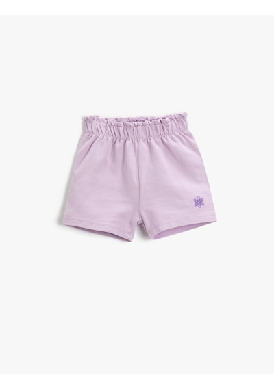 Koton Basic Şort Beli Lastikli İşleme Detaylı Pamuklu Lila 3smg40076ak Lila