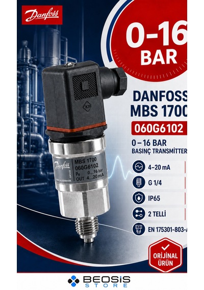 Danfoss 060g6102 Mbs 1700 0-16 Bar Basınç Transmitteri