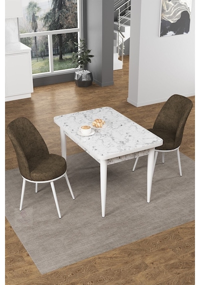 Canisa Concept Nil Serisi 70x110 Sabit Mutfak Masası Takımı Beyaz Mermer Desen Masa 2 Kahverengi Sandalye Masa Beyaz/sandalyeler Kahverengi Canisa Concept Nil Serisi 70x110 Sabit Mutfak Masası Takımı Beyaz Mermer Desen Masa 2 Kahverengi Sandalye Masa Beyaz/sandalyeler Kahverengi