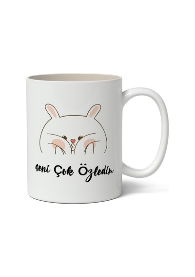 Sevimli Seni Çok Özledim Arkadaşa Sevgiliye Hediye Temalı Beyaz Kupa Bardak A Kalite Beyaz