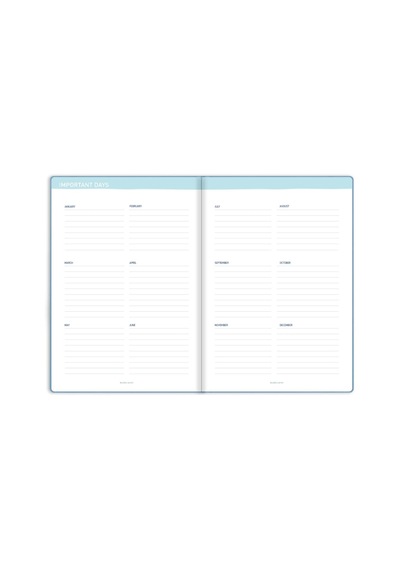 15x21 Keten Süresiz Planlayıcı Ajanda Defter Mavi Çok Renkli
