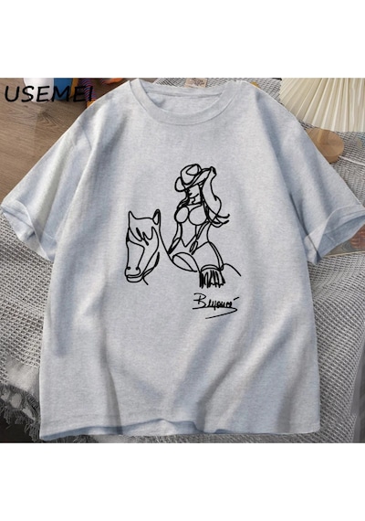Flood Of Style Beyonce Rönesans Dünya Turu T-shirt Erkek Kadın Pamuk Baskı T-shirt Yaz Rahat Kısa Kollu Tee Gri