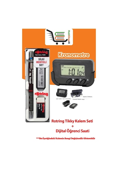 Rorting Tikky Kalem Seti+kronometre Dijital Saat Siyah