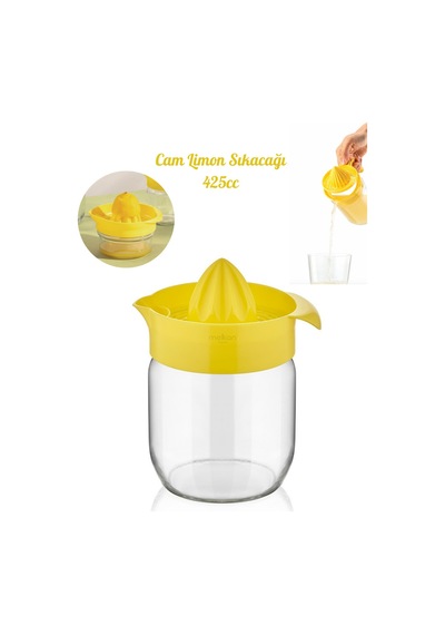 Cam Limon Sıkacağı, Narenciye Sıkacağı, Portakal Sıkacağı Cam Narenciye Sıkacağı 425ml - Sarı Çam Diğer