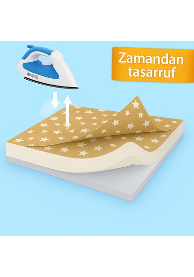 Ütü Masası Kılıfı Keçeli Kahverengi Yıldızlı Desen Battal Boy Xxl Pamuklu Yanmaz Üretim Kahverengi