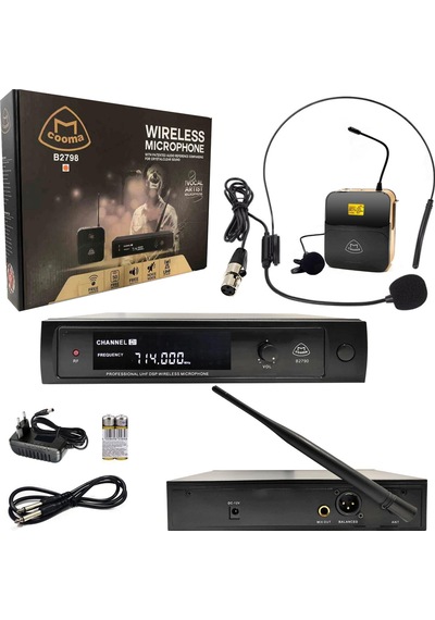 MİKROFON KABLOSUZ 1YAKA/1HEADSET UHF COOMA B-2798