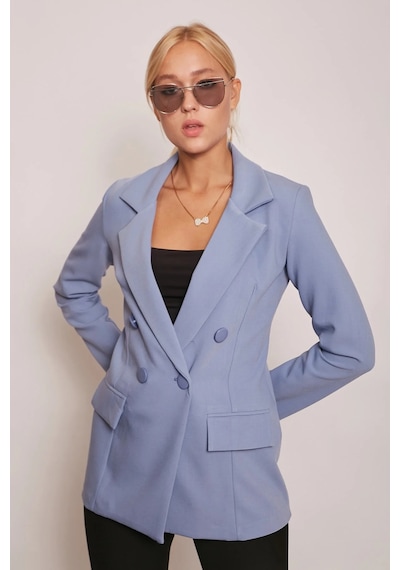Kadın Düğme Detaylı Uzun Kol Şık Ofis Süs Cep Kapaklı Kumaş Blazer Ceket-dirty Blue Dirty Blue Kadın Düğme Detaylı Uzun Kol Şık Ofis Süs Cep Kapaklı Kumaş Blazer Ceket-dirty Blue Dirty Blue