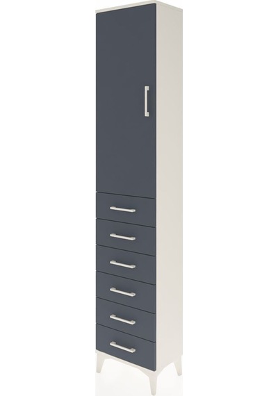 Arges Dolap 2 Raflı 6 Çekmeceli Tek Askılı 44x30x221 Aytaşı-antrasit Aytası