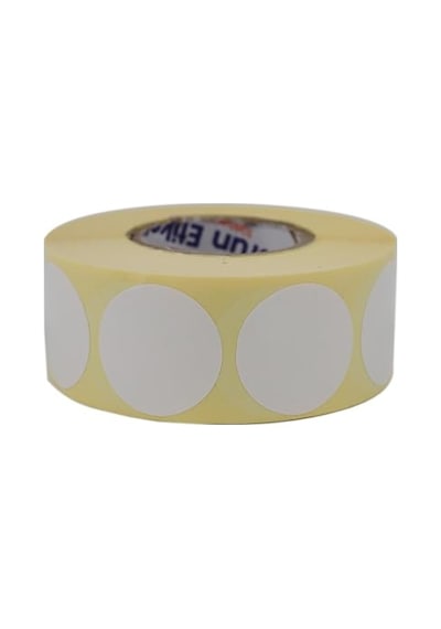 Kuşe Etiket 30mm Çap Ruloda 1000 Adet 40mm Kuka Çapında Baskısız Nokta Etiketi 1