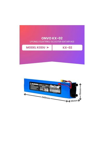 Onvo Kx-02 Uyumlu Batarya Maksimum Kapasite 21.6v 7.000mah Elektrikli Scooter Bataryası Çok Renkli