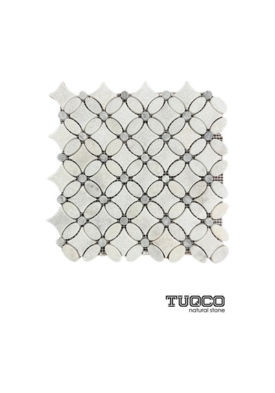 Tuqco Doğaltaş Flower Muğla B. -Gümüş Eskitme Mermer Mozaik