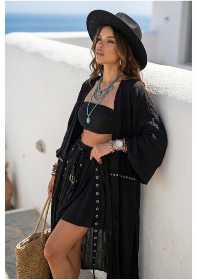 Kuşgözü İlmek Şerit Detaylı Püsküllü Bilekte Uzun Maxi Bohem Boho Plaj Tatil Doğal Kimono Kaftan Siyah Kuşgözü İlmek Şerit Detaylı Püsküllü Bilekte Uzun Maxi Bohem Boho Plaj Tatil Doğal Kimono Kaftan Siyah