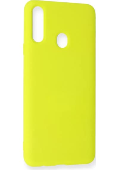 Newface Samsung Galaxy A20s Kılıf Nano İçi Kadife Silikon - Sarı